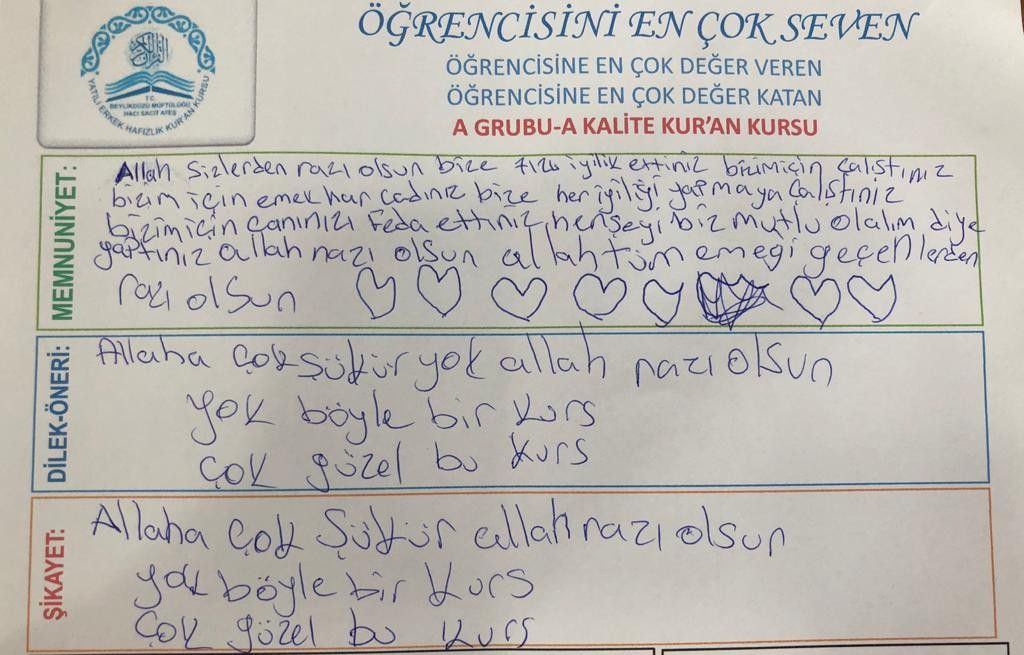 ÖĞRENCİSİNİ EN ÇOK SEVEN KUR’AN KURSU