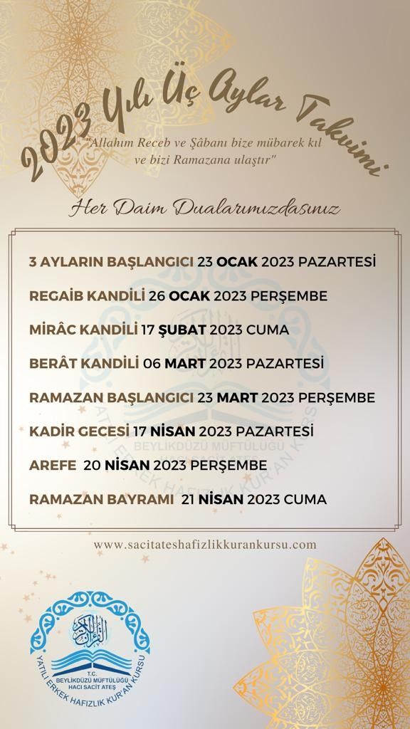 ÜÇ AYLARIMIZ  MÜBAREK OLSUN
